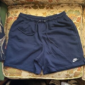 Nike Men’s Dark Blue French Terry Flow Shorts with Drawstring
